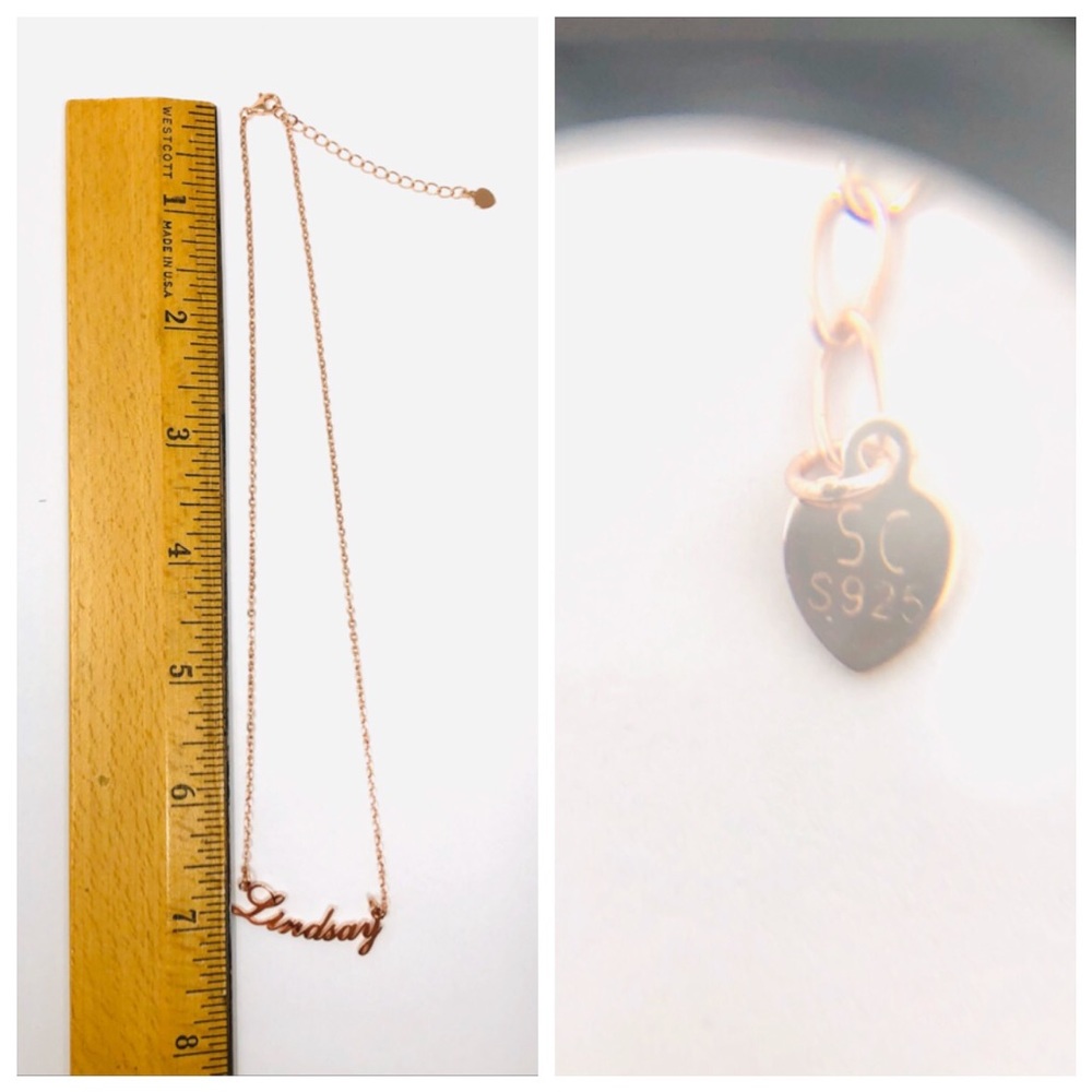 “LINDSAY” rose gold sterling silver name necklace, NWOT - Picture 6 of 6